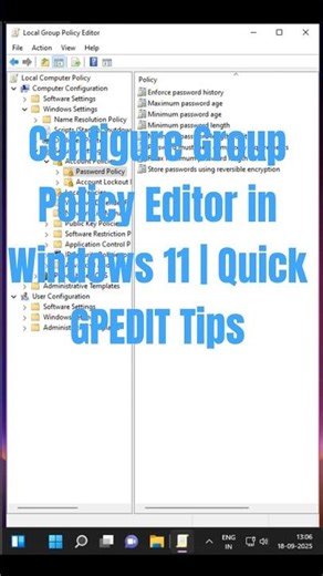 Configure Group Policy Editor in Windows 11 | Quick GPEDIT Tips #shorts #trending