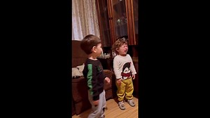 Adorable moment between two toddlers in Rustavi, Georgia