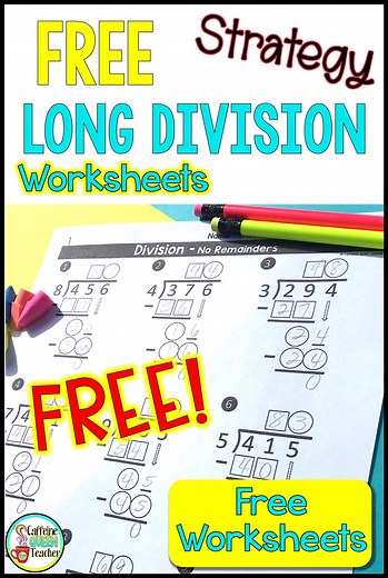 Differentiated Long Division Worksheets for FREE - Caffeine Queen Teacher