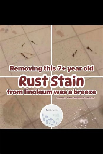 Removing a 7 year old RUST STAIN easily with Norwex Cleaning Paste & Spirinett
