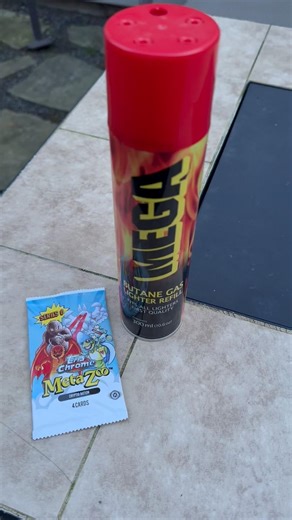 Opening a Topps Chrome Metazoo pack with a butane can