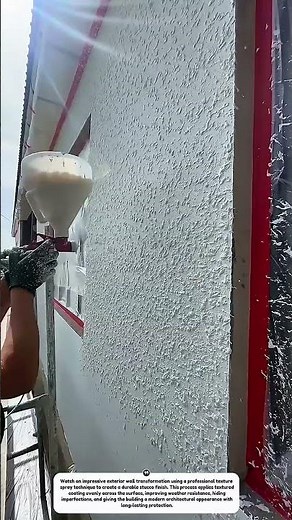 Amazing Exterior Wall Texture Spray Technique | Satisfying Stucco Finish Transformation