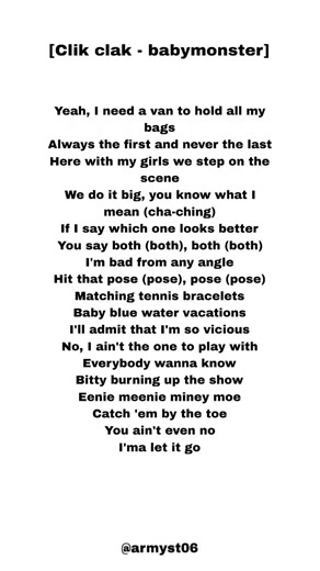 clik clak babymonster lyrics #viral #kpop #lyrics #babymonster #shorts #popular #fyp#viralshorts