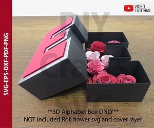 3D Alphabet Box Svg, A-Z Letter 3D Alphabet Box, Letter Box Svg, Gift Box Svg File for Cricut "not Included of Roll Flower and Cover Layer" - Etsy