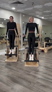Two movers, one Combo Chair, and a whole lot of “wait, are we actually this in sync?” energy. 📸: Pilates Empowered . . . See important safety info here: https://bit.ly/3TNYrYn | Balanced Body, Inc.