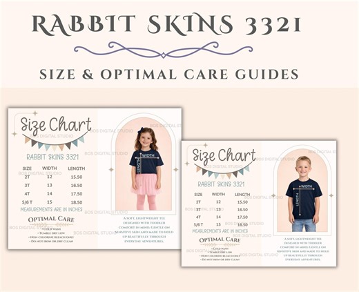 Rabbit Skins 3321 Size Chart, RB3321 Toddler T-shirt Sizing Guide, Kids Tee Measurement Chart, Toddler Size Chart, Printify Size Chart - Etsy