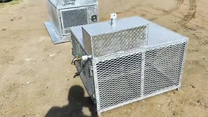 Two more aluminum dog boxes done for the Hollywood Hunting Camp. The smaller box is a dual compartment with water tank for a conventional truck bed and the bigger is for a Mahindra Roxor , dual compartment one bigger than the other along with water tank , basket and seat which they will get done when they pick them up. The smaller box is for bird dogs and the bigger one is for hog dogs. | Hebbronville Machine Shop