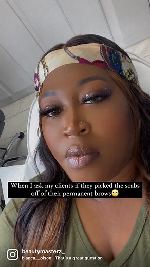 5.1K views · 76 reactions | Picking or plucking the scabs off of your eyebrows will RUIN your brows. Protect your investment and let your brows peel naturally. Cuz I be KNOWING Instagram: beautymasterz_ TikTok: beautymasterz_  To Book: Click the link in bio #microblading #ombrebrows #microshading#raleighbrows #microbladingraleigh #lash#lashreels #eyebrowreels #browlamination #charlottebrows #pmu | Rekina Brinkley | Facebook