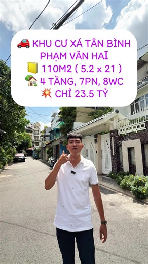🚗 KHU CƯ XÁ TÂN BÌNH PHẠM VĂN HAI 📒 110M2 ( 5.2 x 21 ) 🏡 4 TẦNG, 7PN, 8WC 💥 CHỈ 23.5 TỶ #annhasaigon #bds #nhapho #hxh #nhatanbinh