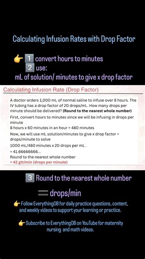  This contains information that will help answer today's practice question.  Link to video in the comments  Follow Everything OB: Maternal Newborn Nursing for daily practice questions, information, and new videos every week to support your learning or nursing practice. #nursingstudent #maternity #nursing #laboranddelivery #everythingob #dosagecalculations #dropfactor | Everything OB: Maternal Newborn Nursing | Facebook