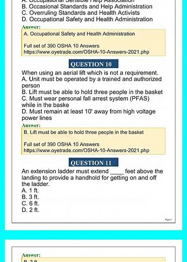 OSHA 10 Construction Practice Test 2026 | Questions and Answers PDF Review