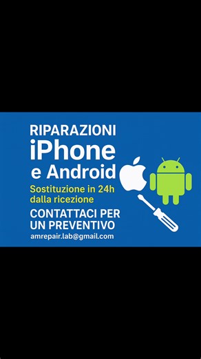 Riparazioni iPhone e Android – Rapide e Garantite! Hai lo schermo rotto o la batteria che dura poco? Il tuo smartphone non funziona come dovrebbe? 🔧 AM Repair offre: ✔️ Riparazioni iPhone e Android ✔️ Sostituzioni rapide in 24h dalla ricezione ✔️ Professionalità e massima attenzione ai dettagli ✔️ Ricambi di alta qualità 📩 Contattaci per un preventivo gratuito: amrepair.lab@gmail.com Affidati a chi tratta il tuo smartphone come se fosse il proprio! 🚀📲 #riparazionesmartphone #riparazioneiphon