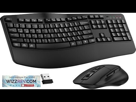Wireless Keyboard and Mouse Combo 2.4G Full Size Wave Keys Ergonomic Keyboard