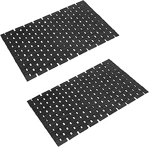 Bambo Bath Mat Bathroom Rugs Floor Wood Shower Bathtub Waterproof Non Slip Black Accessories 16x24 Inch Easy to Clean, 2 pcs