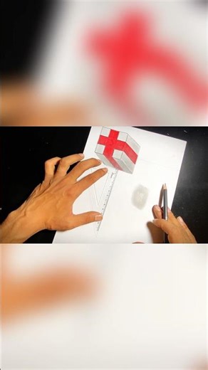 Mind-Blowing 3D Trick Art: Floating Cube on Paper 🎨 #drawing #opticalillussion #illusions #cube