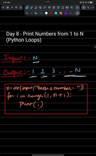 Python Day 8 | For Loop Explained | Print 1 to N