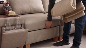 SITJOY 118" Faux Leather Modular Sectional Sofa with Storage, Mid Century Modern Sectional Couches for Living Room, Soft Padded Armrests, 7 Seat L Shaped Couch with Ottoman, Gray