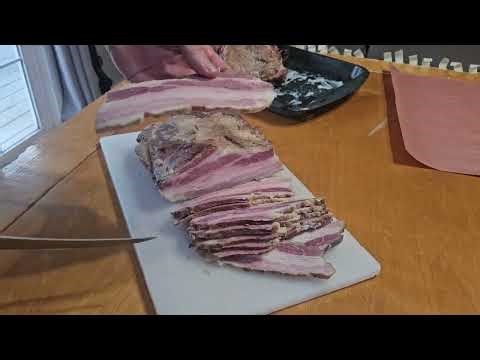 Slicing Bacon and "Jowl"- Home grown pork