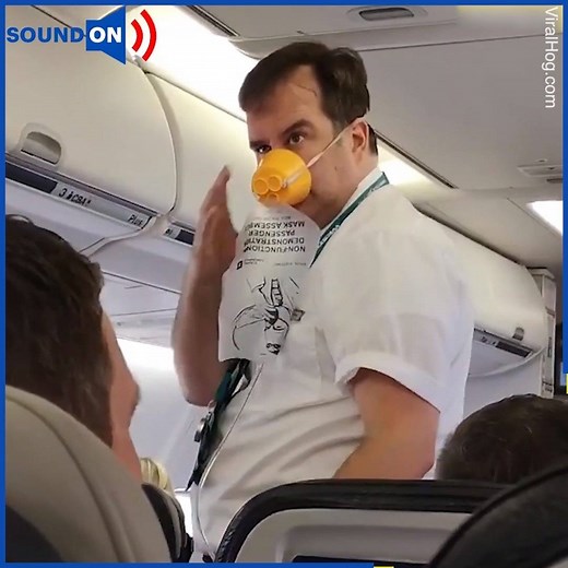 This flight attendant deserves a raise for this hilarious safety demo! 😂 😂 via ViralHog | Daily Mail Video