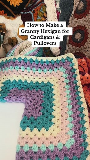 How to make a granny hexigan for all your sweater or cardigan needs!! #crochet #crochetersoftiktok #crochetaddiction #yarntok #crochetcardigan #grannyhexagon #grannyhexagoncardigan #grannyhexagonpullover