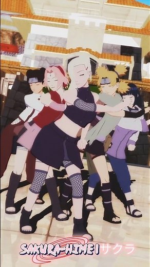 【MMDナルトNARUTO】Ela Joga na Hora Dance!Ino, Sakura, Temari, Tenten & Hinata Hyuga #mmd #naruto #shorts