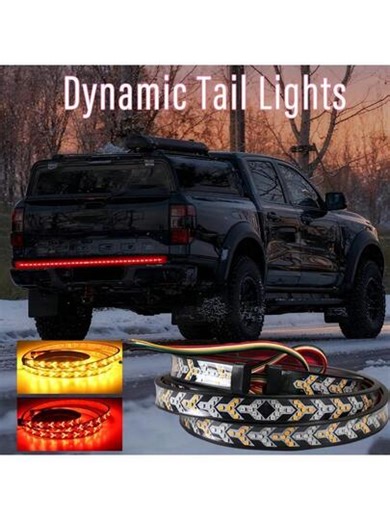 120cm Long Pickup-Style Off-Road Vehicle Arrow-Shaped LED Light Strip, Equipped With Red And Yellow Flowing Lights, Car Atmosphere Light Strip, Decorative Neon Light Strip On The Rear Of The Truck, A Thoughtful Gift, With Fishbone Design, High-Quality LED Lights, Sequential Turn Signals, Suitable For Truck Owners And Automotive Technicians. 12V, Hard-Wired Connection, Without Battery | SHEIN
