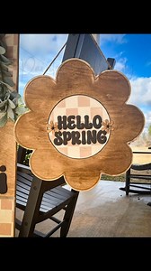 Using a checkered pattern stencil on some spring porch signs 🎀🌸🩷 #SVGFiles | Painted by Mandy