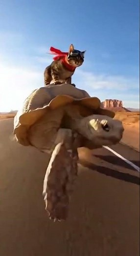 Fastest Tortoise in the World? 🐢💨 Cat Rider Goes Full Speed!