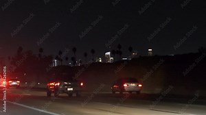 Driving a car at night in California in 4k slow motion 60fps Stock Video