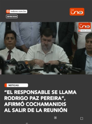“Solo hay un responsable y se llama Rodrigo Paz Pereyra”, señaló Stello Cochamanidis tras concluir la reunión entre el Comité Cívico y el Gobierno. ▶️ Más información en www.reduno.com.bo #RedUno #RedUnoDigital #Bolivia #Notivision