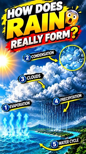 How Does Rain Form? 🌧️ | Rain Formation Explained #shorts #rain #facts #storycraft