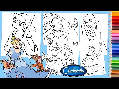 Coloring Disney Princess Cinderella COMPILATION - Coloring Pages for kids