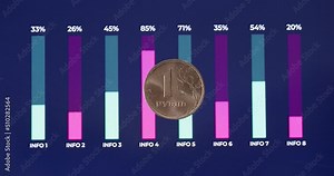 Depreciation and ruble devaluation, collapse federal reserve russian rubles. inflation of russian ruble after russia global sanction. Concept Economics after Ukrainian Russian war conflict.