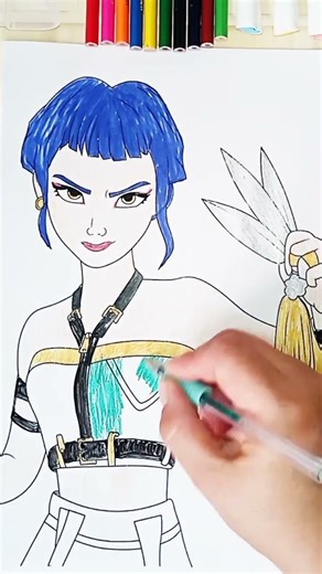 Zoey from KPop Demon Hunters: Coloring process #zoya ​#KPopDemonHunters #drawing