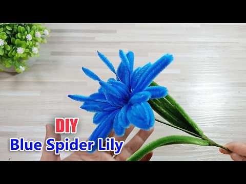 💙 DIY Blue Spider Lily | Pipe Cleaner Flower Tutorial | Alisa Handmade 💙