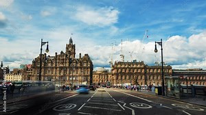 Time lapse view of Edinburgh new town (Scotland) from North bridge