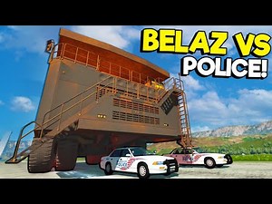 We Destroyed Police Cars with the GIANT BELAZ! - (BeamNG Multiplayer)