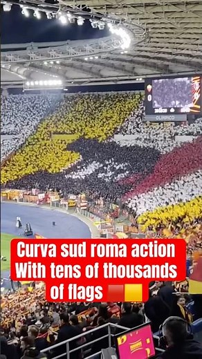 INSANE AS Roma Ultras Choreography 🔥 Thousands of Red, White & Yellow Flags Take Over the Stadium!