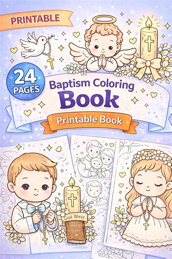 Baptism Coloring Book Printable for Kids – Baptism Activity. Party Favors & Games - Etsy
