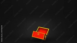 Red Treasure Chest On Black Background