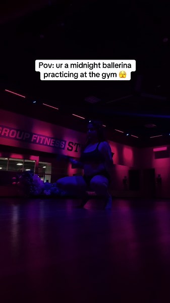 Midnight Ballerina Practices at the Gym Sneakily