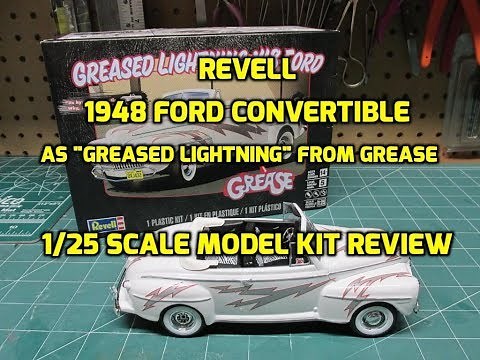Revell 1/25 1948 Ford Convertible as Greased Lightning Scale Model Kit Build Review 85-4443