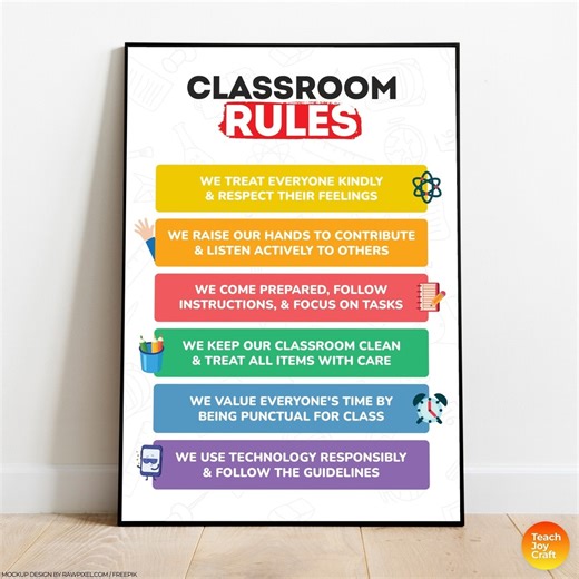 Classroom Rules Poster, Classroom Management Printable (PDF) - Etsy Australia