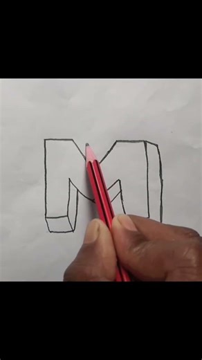 Easy 3D Letter M Drawing ✏️✨ | Step by Step Pencil Sketch#3ddrawing #shorts #viraldrawing #viralart