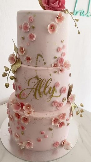 Pink and Gold Themed 18th Birthday Cake Design Tutorial