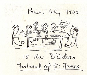 F. Scott Fitzgerald Has a Strange Dinner with James Joyce & Draws a Cute Sketch of It (1928)