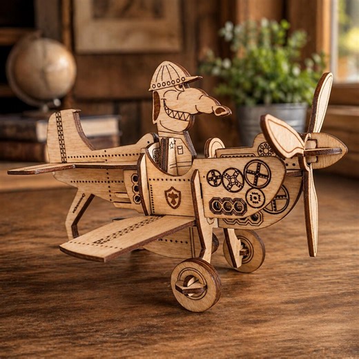 Steampunk Biplane Laser Cut File Cdr-svg-pdf-dxf | 3D Wooden Airplane Model (digital Download) - Etsy