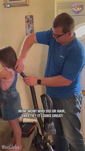 Dad uses vacuum to give daughter ideal ponytail | Bright Side