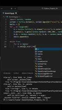 ⚡ Bouncing Balls Simulation #coding #python #programming #turtlegraphics #shorts #pythonprogramming