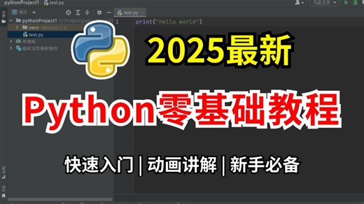 【Python零基础】2025最新Python入门零基础教程，动画讲解更易懂，Python PyCharm安装激活教程，快速入门，通俗易懂！Python教程合集